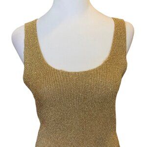 PL II California Vintage Gold Sparkle Tank Top Textured Versatile Glamour Small